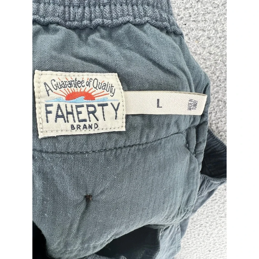 Faherty Brand Mens Linen Blend Jogger Pants Charcoal Gray Drawstring Size Large